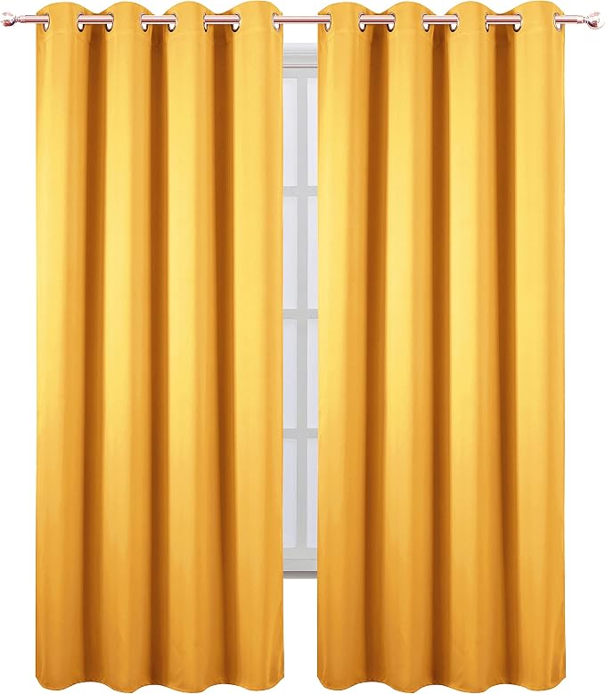 LEMOMO Yellow Thermal Blackout Curtains/52 x 95 Inch/Set of 2 Panels Room - Image 2
