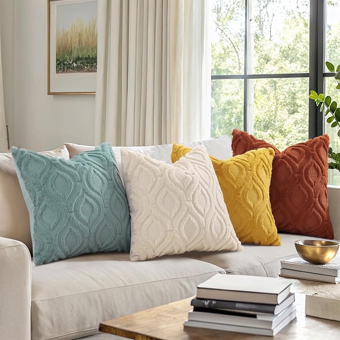 decorUhome Summer Throw Pillow Covers 22x22 Inch Set of 2, Soft Plush Faux Wool - Image 4