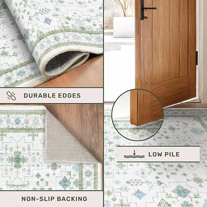 Green and Blue Kids Rugs for Bedroom 5x8 - Image 5