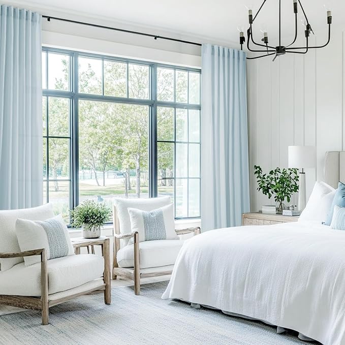 Sky Blue Curtains 90 inch Length - Image 5