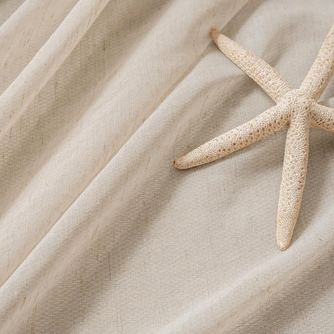 FMFUNCTEX Linen Sheer Curtains for Bedroom, Taupe Curtains 63 Inch Length for - Image 5