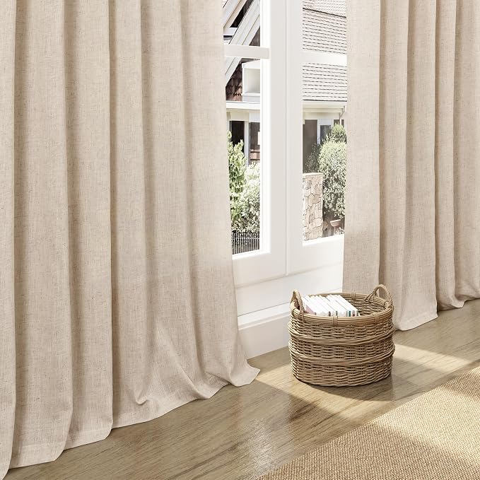 Grey Flax Linen Curtains for Living Room 120 Inches Long Light Filtering - Image 5
