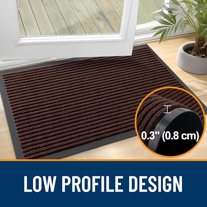 OLANLY 2-Pack Front Door Mats 59x23, Waterproof Heavy-Duty Doormats | Brown - Image 4