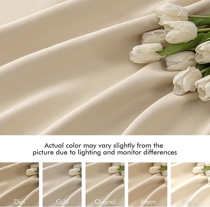 MIULEE Cream Beige Back Tab Light Blocking Curtains 95 Inch Length 2 Panels Set - Image 8