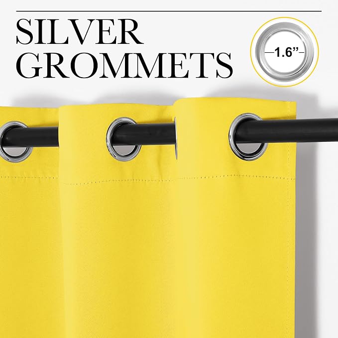 NICETOWN Bright Yellow Nursery Essential Thermal Insulated Solid Grommet Top - Image 3
