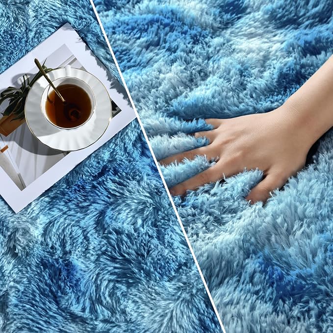 Large Shag Area Rugs 5 x 8, Tie-Dyed Plush Fuzzy Rugs - Image 3