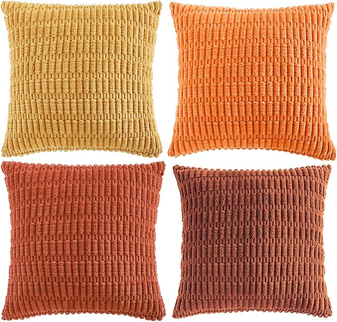 Fancy Homi Set of 4 Fall Decorative Throw Pillow Covers 12x12 Inch - Image 8