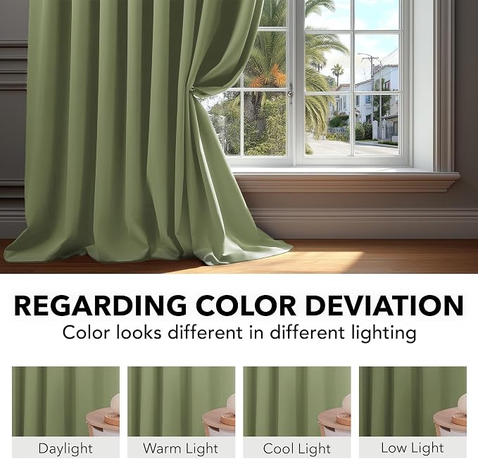 Deconovo Blackout Curtains, Thermal Insulated, W70 x L63 2 Panels, Back Tab - Image 6