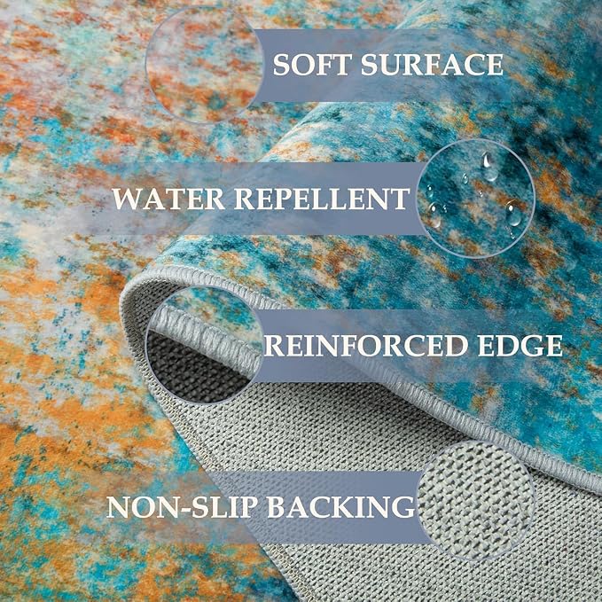 RELEANY Washable Runner 2'x8' Abstract Area Rug - Image 4