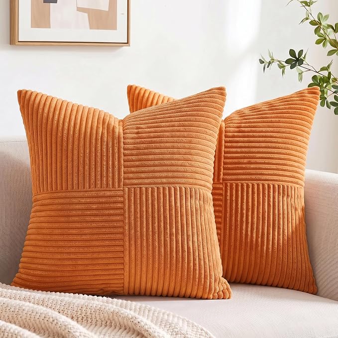 Fancy Homi 2 Packs Burnt Orange Decorative Throw Pillow Covers 22x22 Inch by Fancy+Homi