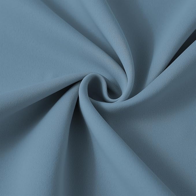 Dusty/Stone/Slate Blue Pleated Blackout Curtains 84 Inch Drop 2 Panels - Image 6