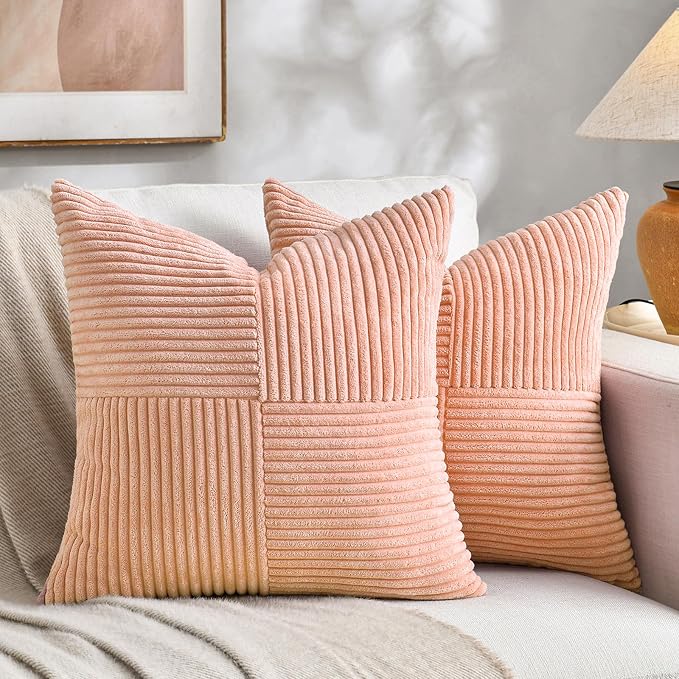 Fancy Homi 2 Packs Peach Decorative Throw Pillow Covers 18x18 Inch by Fancy+Homi