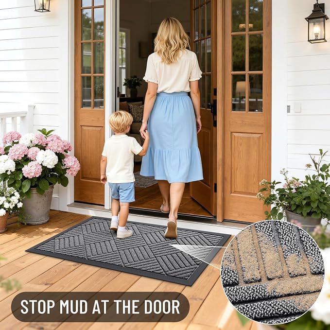 OLANLY Front Door Mat Outside Entrance 59x34, Waterproof Heavy-Duty Doormat | - Image 7