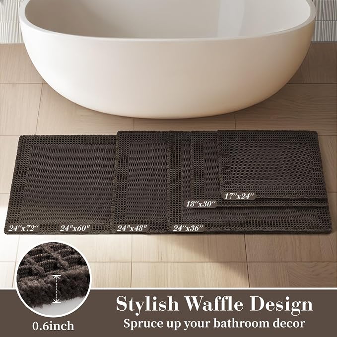 RESARE Waffle Bath Mat, Super Absorbent Non Slip, Machine Washable, Ultra Soft - Image 5