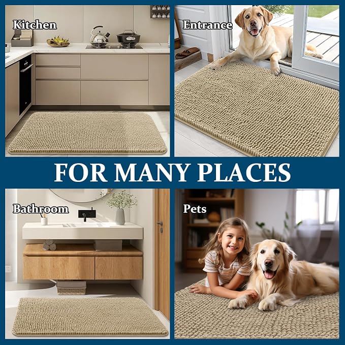OLANLY Dog Door Mat for Muddy Paws 47x24, Super Absorbent Chenille Mud Mat | - Image 8