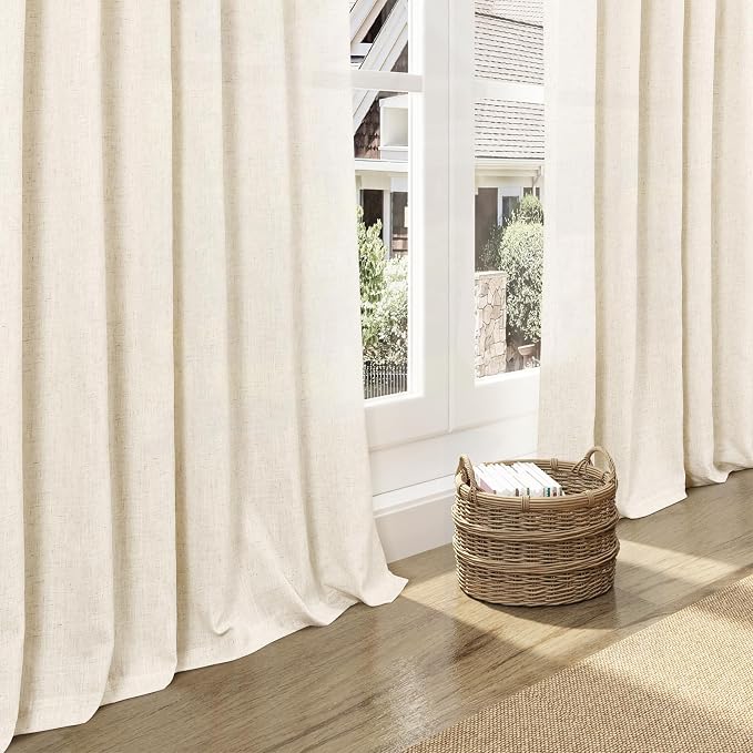 Nanspring Warm Beige Linen Curtains 72 Inch Length - Image 5