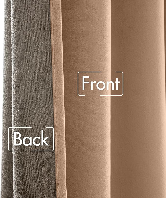 MIULEE Blush Beige Velvet Curtains 96 inches - Image 6