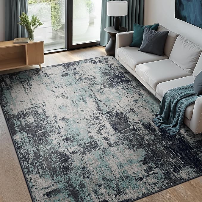 Washable Area Rugs 9'x12' Non-Slip Modern Abstract Soft - Image 2