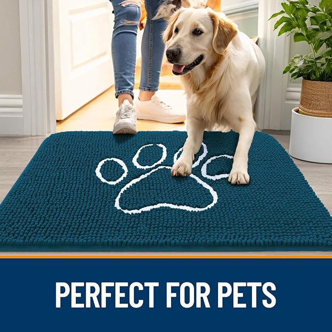 OLANLY Dog Door Mat for Muddy Paws 70x24, Paw Print Design Chenille Mud Mat | - Image 6