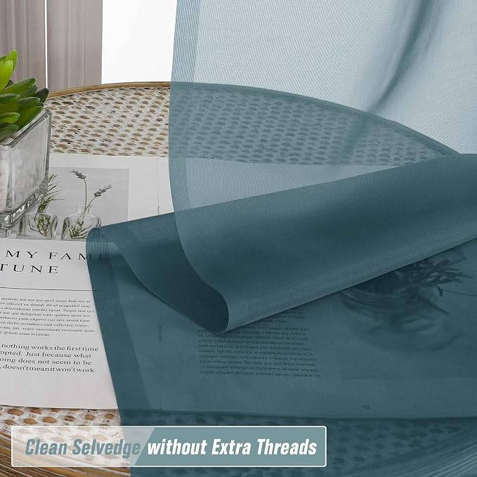 Valances for Windows 14 inch Length 2 Panels, Small Voile Sheer Curtains for - Image 5