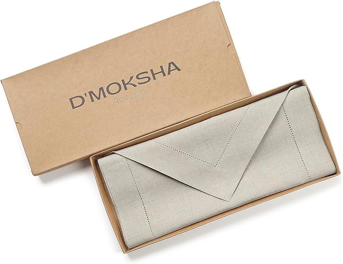 D'Moksha Homes Natural Linen Table Runner 108 Inches Long - 100% Pure Linen Diamond Table Runner 14 x 108 Inch for Dining, Fall and Halloween - Machine Washable