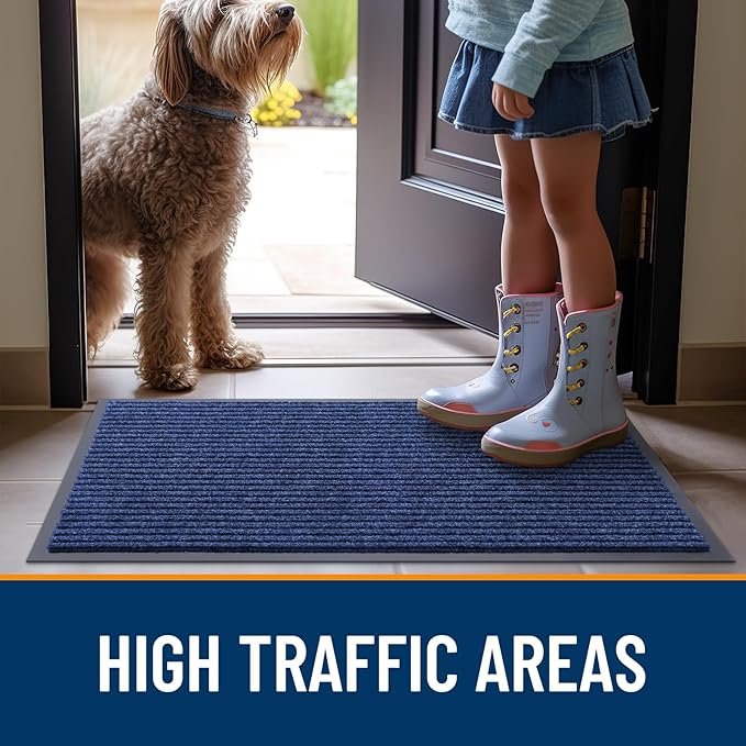 OLANLY 2-Pack Front Door Mats 71x47, Waterproof Heavy-Duty Doormats | Blue - Image 7