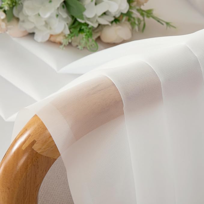 Aiyufeng Modern Sheer Window Curtains, Rod Pocket Long Curtains Translucent - Image 2