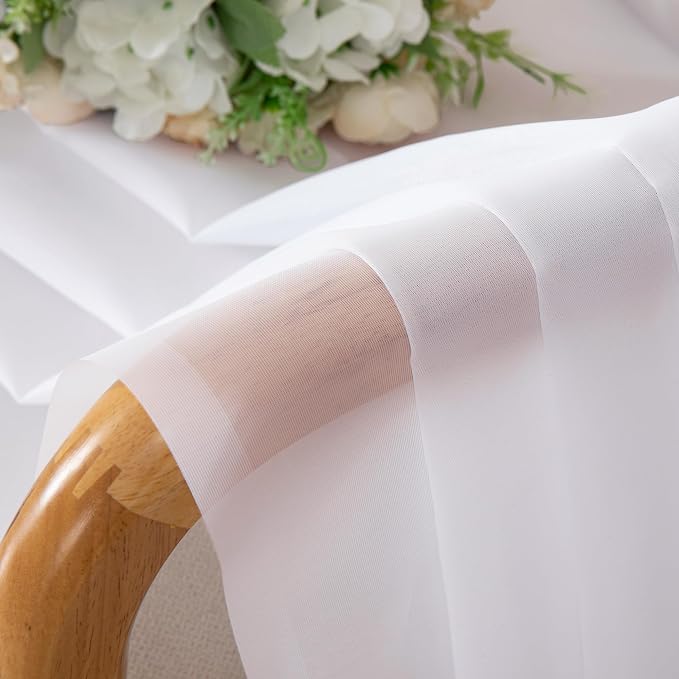 Sheer White Curtains 108" Inch Length 2 Panels Set, Light Filtering Soft Rod - Image 6