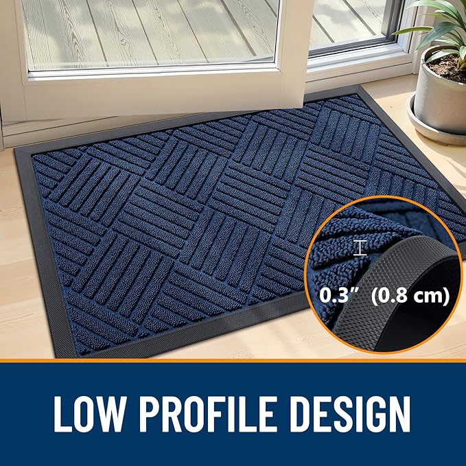 OLANLY Front Door Mat Outside Entrance 47x17, Heavy Duty Sturdy Natural Rubber - Image 4