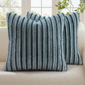 decorUhome Fall Faux Fur Throw Pillow Covers 16x16 Set of 2 Blue Grey | by decorUhome