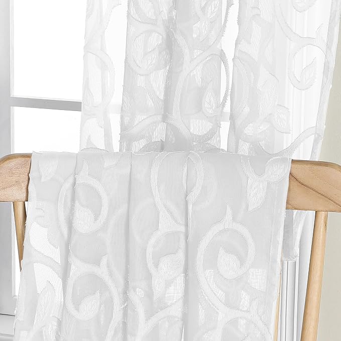 OWENIE Furman Extra Long Sheer White Curtains 96 inches Long - Image 7