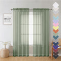 Lecloud Sage Green Sheer Curtains 72 Inches Long 2 Panels Set, Rustic Voile by Lecloud