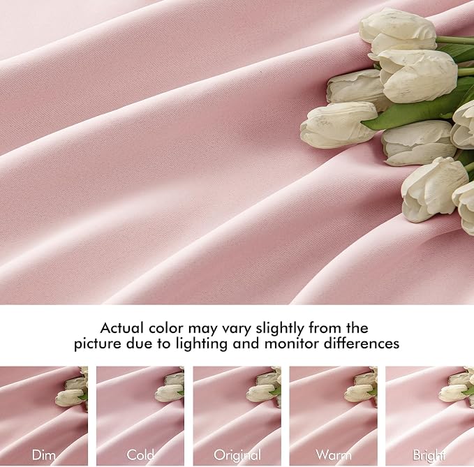MIULEE Light Pink Back Tab Blackout Curtains 52x84 Inch Length 2 Panels Set | - Image 8
