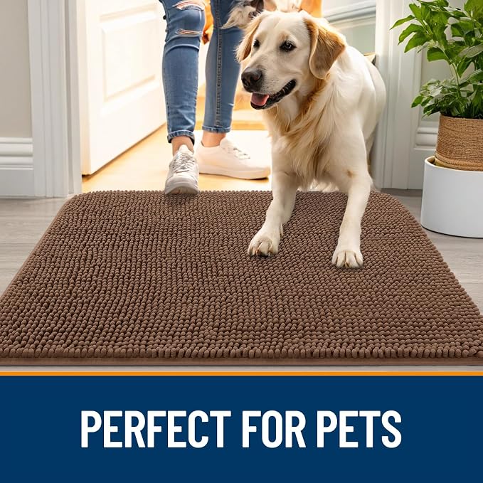 OLANLY Dog Door Mat for Muddy Paws 70x35, Super Absorbent Chenille Mud Mat | - Image 6