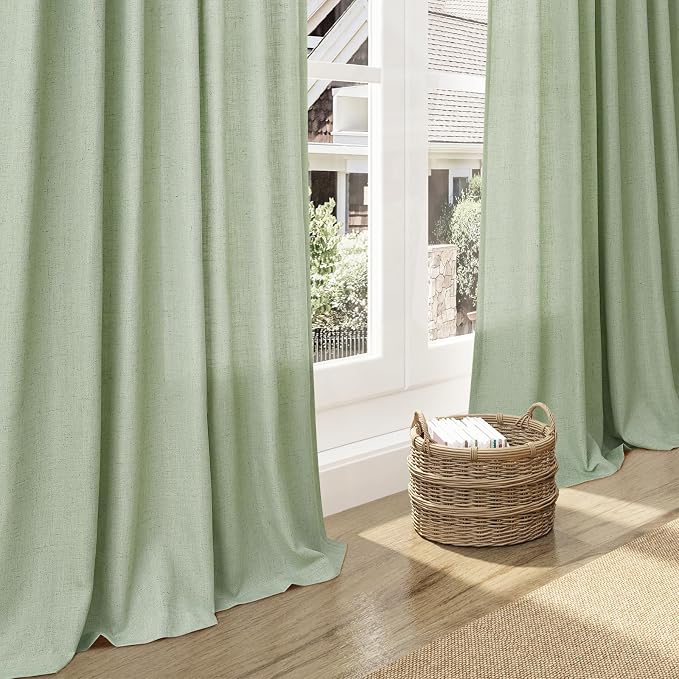 Nanspring Mist Sage Linen Curtains 108 Inches Long - Image 6