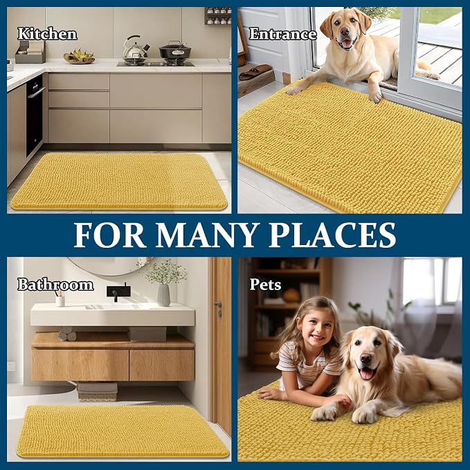 OLANLY Dog Door Mat for Muddy Paws 47x20, Super Absorbent Chenille Mud Mat | - Image 8