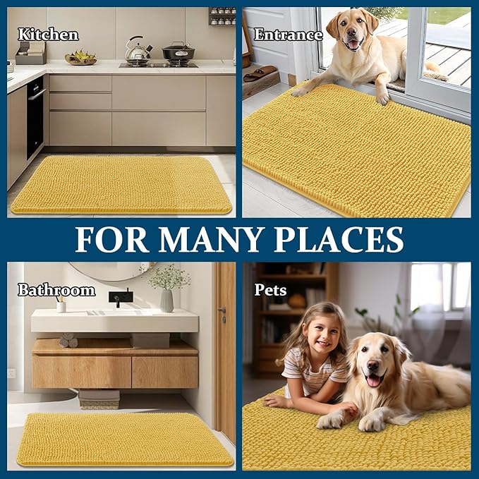 OLANLY Dog Door Mat for Muddy Paws 45x27, Super Absorbent Chenille Mud Mat | - Image 8