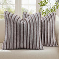 decorUhome Fall Faux Fur Throw Pillow Covers 22x22 Set of 2 Brown White | by decorUhome