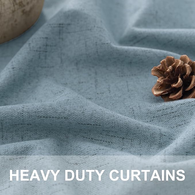 Dusty Stone Blue Completely Blackout Curtains Back Tab Loop Pocket Bedroom - Image 3