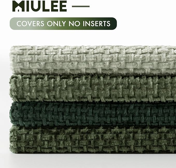 MIULEE Decorative Chenille Euro Pillow Covers Forest Green 22x22 Pack of 4 | - Image 6