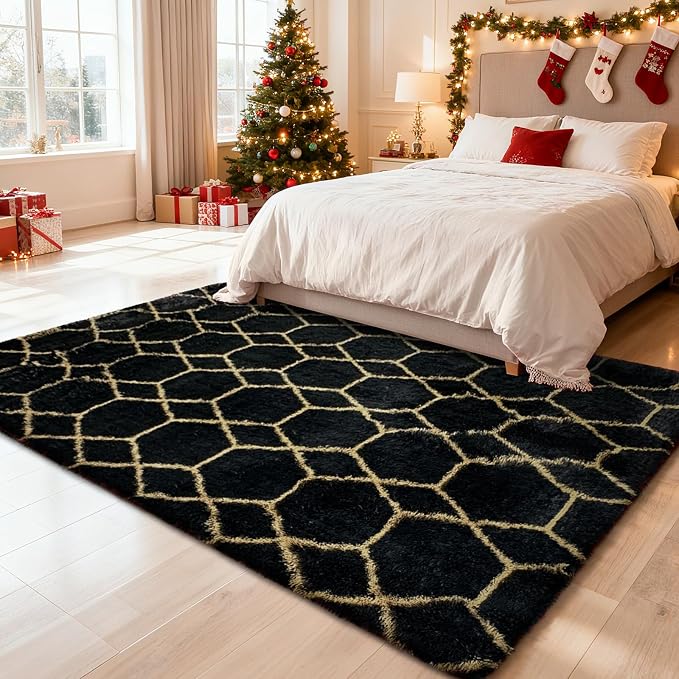 8x10 Fluffy Area Rugs for Living Room, Shag Area Rug for Bedroom, Geometric - Image 6
