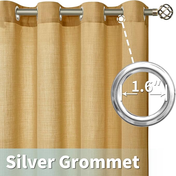 72 inch Long Linen Curtains for Bedroom 2 Panels, Caramel Brown | Light - Image 4