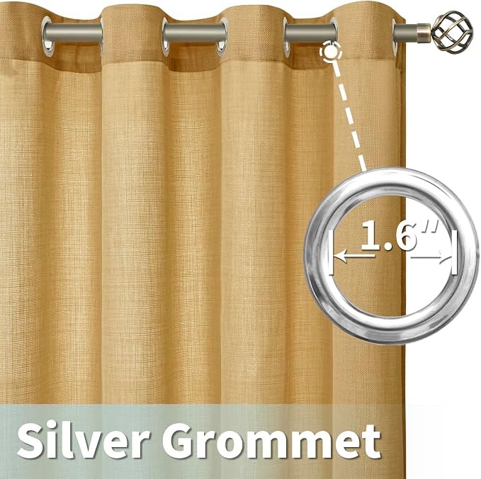 LAMIT Caramel Brown Linen Curtains 54 Inch - Image 4