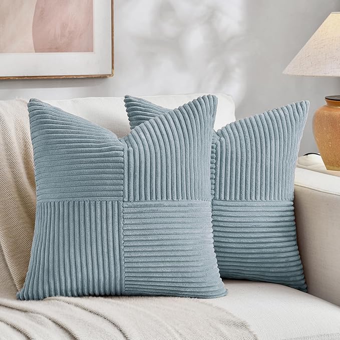 Fancy Homi Set of 2 Light Blue Decorative Throw Pillow Covers 18x18 Inch by Fancy+Homi