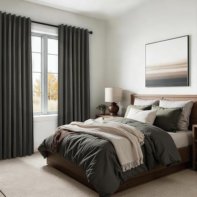 102 Inch Long Charcoal Gray Blackout Curtains - Image 4