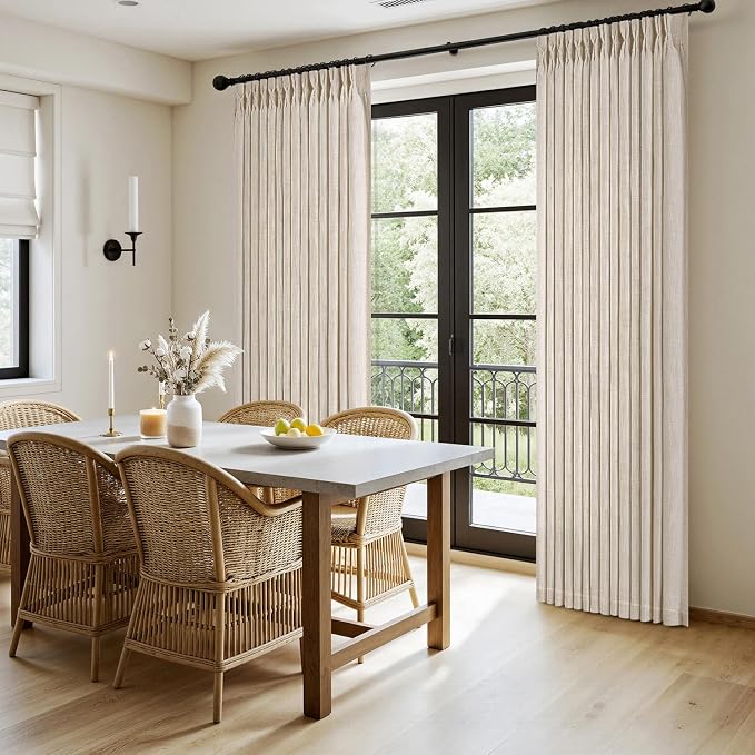 MIULEE Pinch Pleated Thick Linen Curtains 108 Inches Long 2 Panels - Image 3