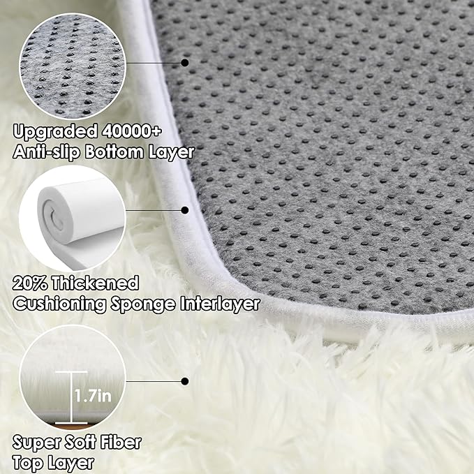 ONASAR Cream White Area Rugs for Bedroom Living Room, Fluffy 4x6 Indoor Bedside - Image 3