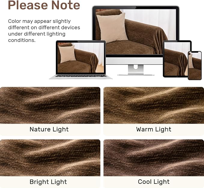 2 Pieces Sectional Couch Covers L Shaped Cover XL Coffee | Thick Washable Fabric - Image 8