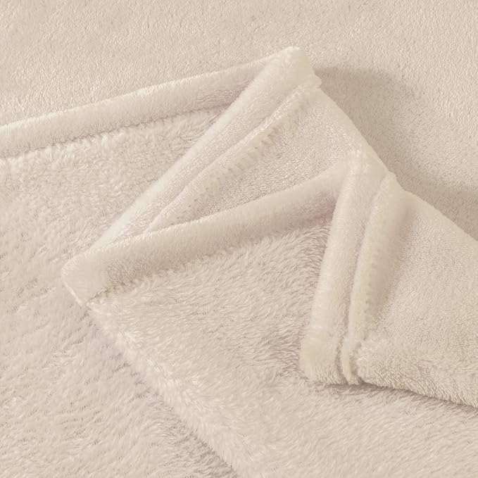 BEDELITE Fleece Blanket Soft Plush Queen Size Bed Blanket Beige 90"x90" | Ultra - Image 6