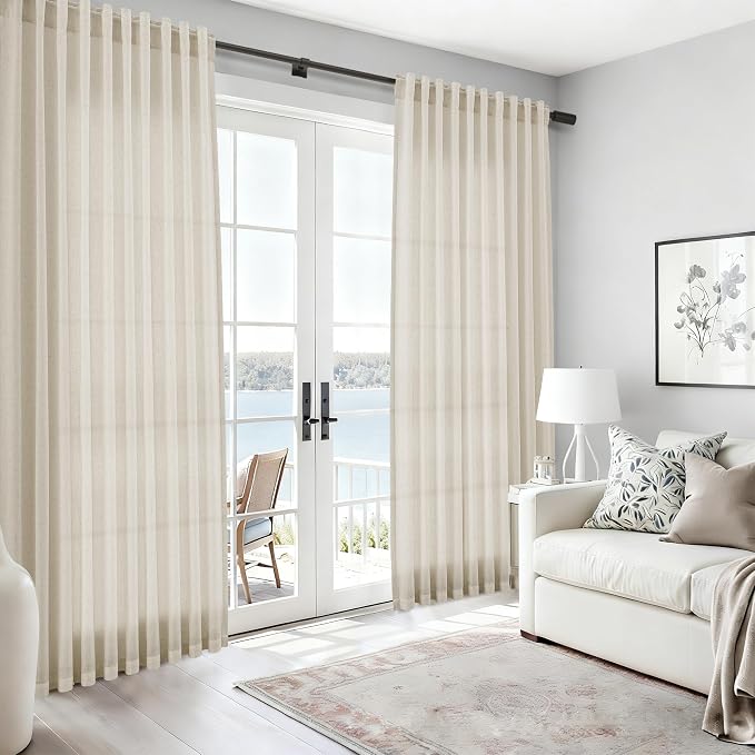 Nanspring Vanilla Linen Curtains 120 Inches Long - Image 6